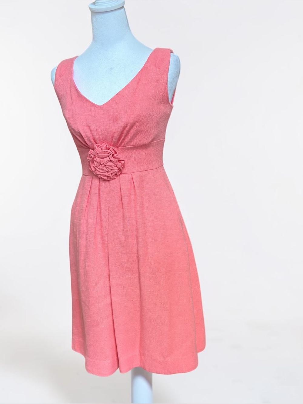 Lilly Pulitzer Parker Rosette Linen Blend Dress Coral Pink Size 0 Preppy - Picture 7 of 10